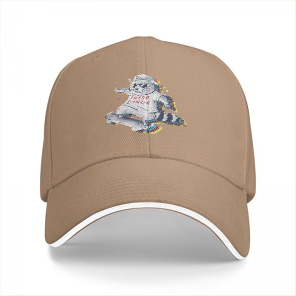 Black Baseball Cap With Skateboarding Raccoon Trash Panda Graphic