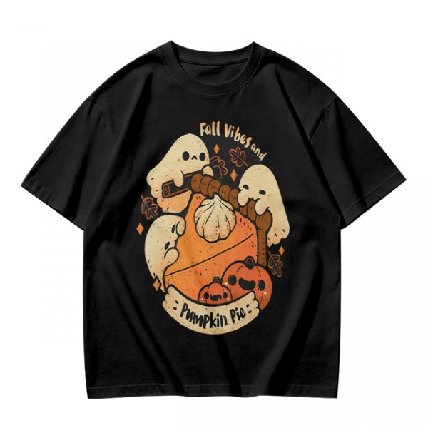 Fall Vibes and Pumpkin Pie Ghost Graphic T-Shirt