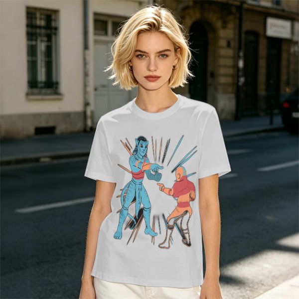 Olive T-shirt with Avatar Na'vi and Aang Pointing Meme Art