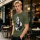 Olive T-Shirt With Panda Eating Ramen Graphic Print