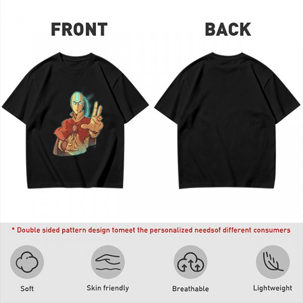 Olive Green T-Shirt with Avatar Aang The Last Airbender Art