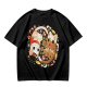Olive Green T-Shirt With Christmas Cat Gingerbread Candy Print