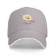 Black Baseball Cap with Smiling Fried Egg and Bacon Print