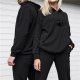 Black Hoodie with Cute Surprised Black Cat Graphic