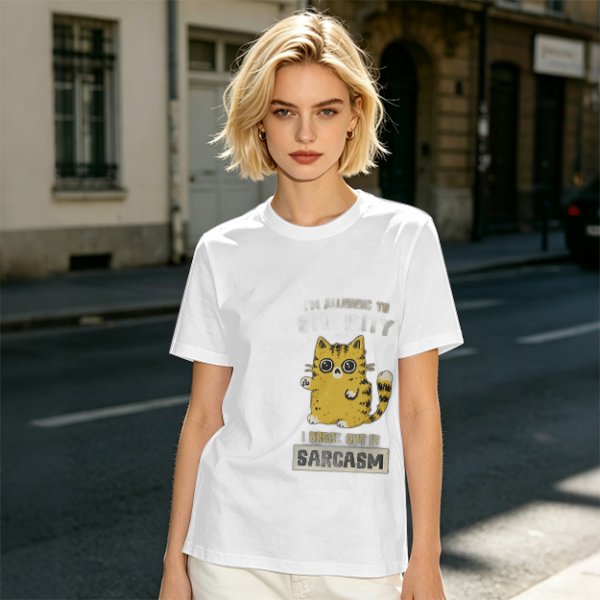 Olive Graphic T-Shirt With Sarcasm Cat Print