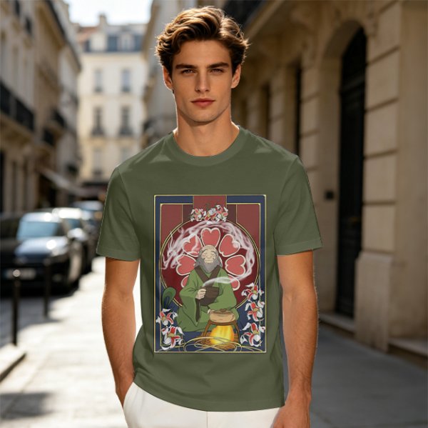 Olive Green T-Shirt Featuring Iroh from Avatar: The Last Airbender