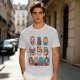 Olive T-Shirt With Cute Anime Cat Character Print