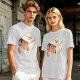 Olive T-Shirt With Whimsical Cat Mug Graphic Print