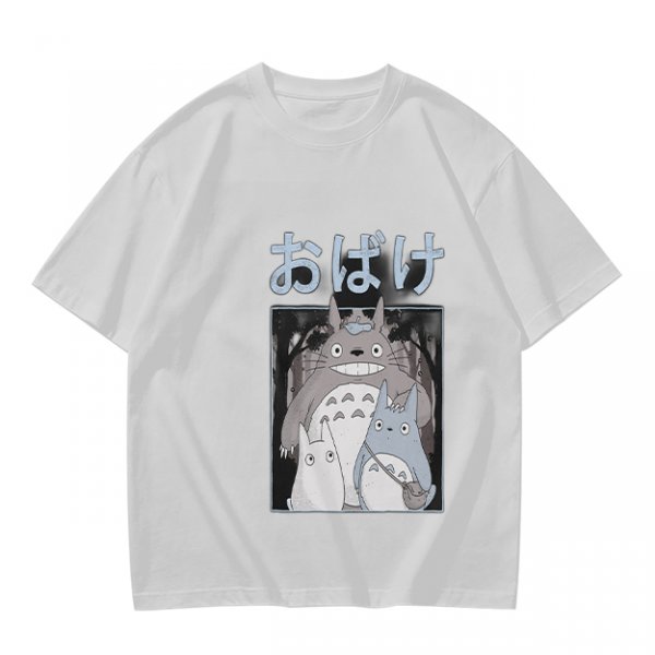 Olive green graphic tee with Totoro forest spirit print