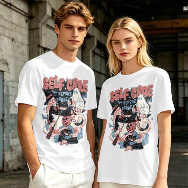 Self Care Before Scare Halloween Themed Graphic T-Shirt