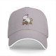 Black Baseball Cap With Cute Fantasy Creature And Floral Print