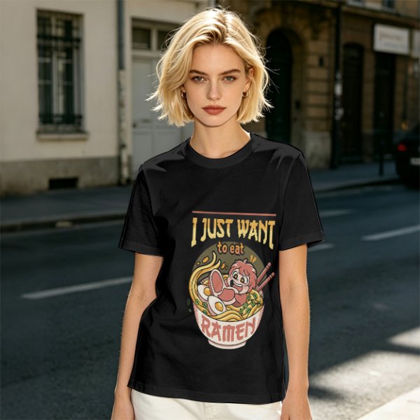 I Just Want To Eat Ramen Cute Anime Character T-Shirt