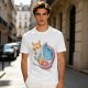 Olive T-shirt with Shiba Inu in Ramen Cup Graphic