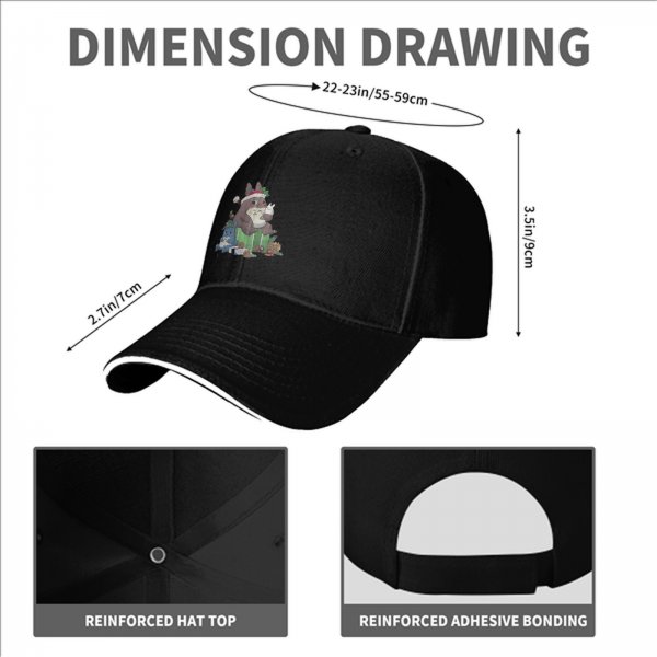 Black Baseball Cap With Christmas Totoro Family Graphic