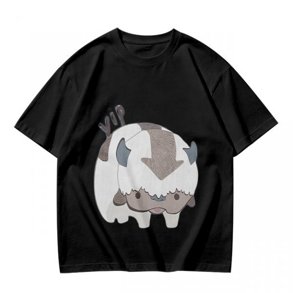 Olive green t-shirt with cute Appa the sky bison print