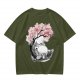 Olive T-shirt with Totoro and Cherry Blossom Tree Art Print