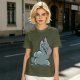 Olive T-Shirt With Embarrassed Gray Cat Graphic Print
