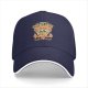 Black baseball cap with Cheesus Crust pizza slice graphic