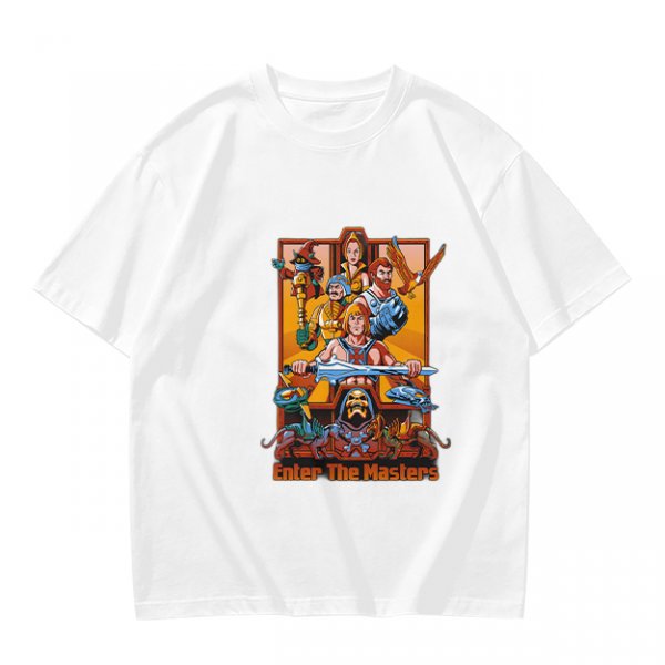 Olive green t-shirt with Masters of the Universe graphic print