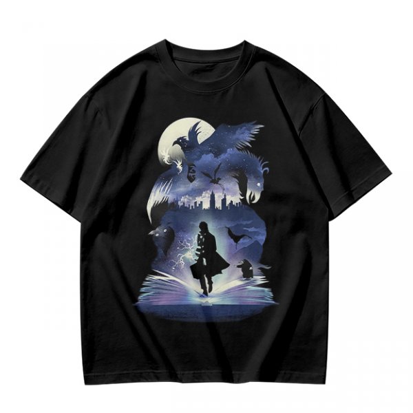 Olive T-Shirt With Magical Fantasy Creature Silhouette Art Print