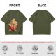 Olive T-Shirt With Cute Ramen Bowl Graphic Print