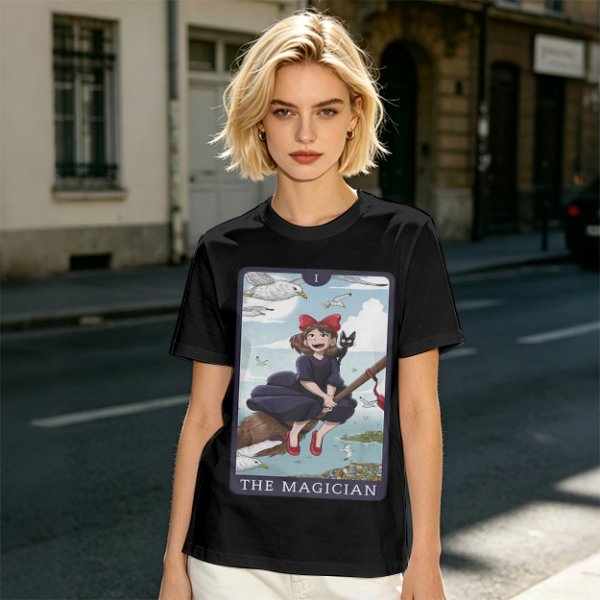 Olive T-Shirt Featuring Kiki's Delivery Service The Magician Tarot Art
