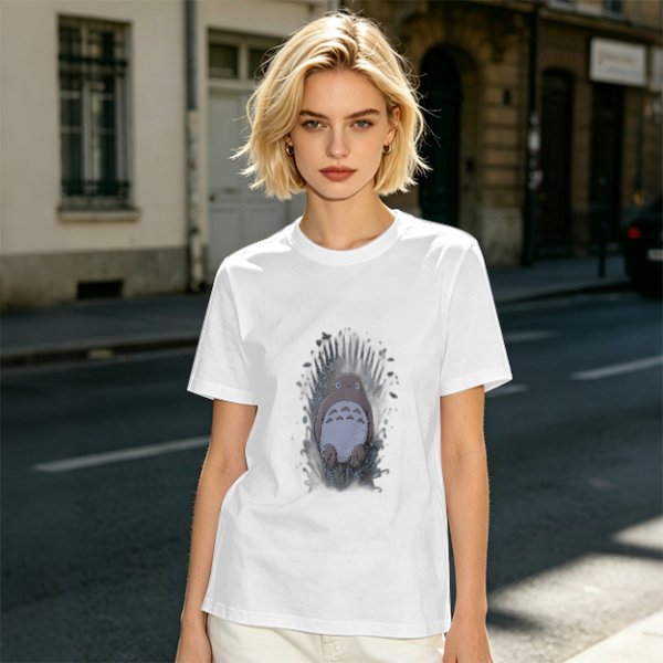 Olive Green T-Shirt With Totoro In Grass Graphic Print