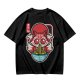 Olive t-shirt with cute kitsune fox eating ramen graphic
