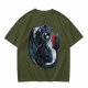 Olive T-shirt with cute starry night dragon graphic