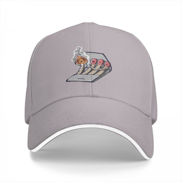 Black baseball cap with funny matchstick cartoon design