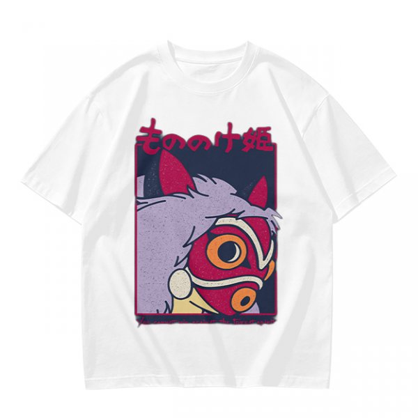 Olive T-shirt with Princess Mononoke Mask Graphic Print