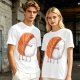 Olive T-shirt with Cute Hugging Salmon Sushi and Rice Print
