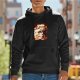 Black hoodie with cute animal and pastry graphic print