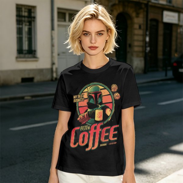 Fett a Coffee Tatooine Bounty Hunter Graphic T-Shirt
