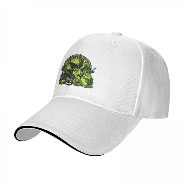Black Baseball Cap with Maleficent Halloween Themed Print