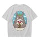 Olive Green T-Shirt with Totoro Holding Piranha Plant Print