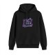 Black Graphic Print Black Hoodie With Purple Accent Design