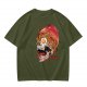 Olive T-Shirt With Ramen Skull Graphic Print