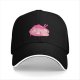 Black baseball cap with pink ramen bowl graphic design
