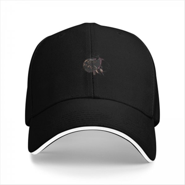Black Baseball Cap With Subtle Dark Artwork Design