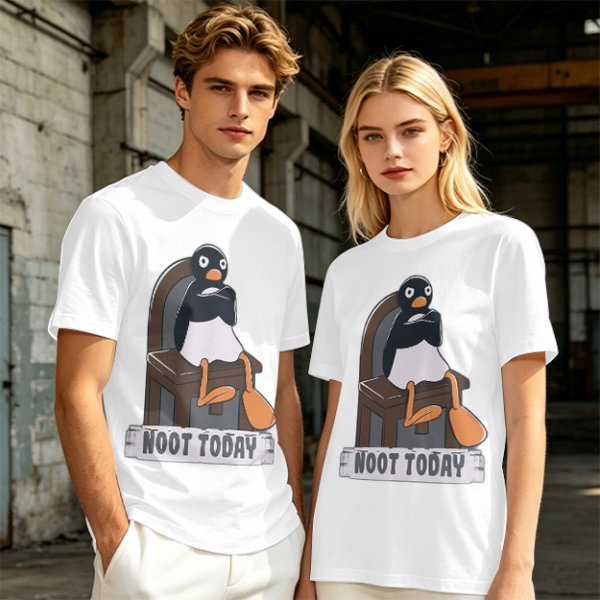 Olive T-shirt with Pingu Penguin 'Noot Today' Graphic Print
