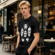 Olive T-shirt with Four Dark Fantasy Villain Heads Graphic Print