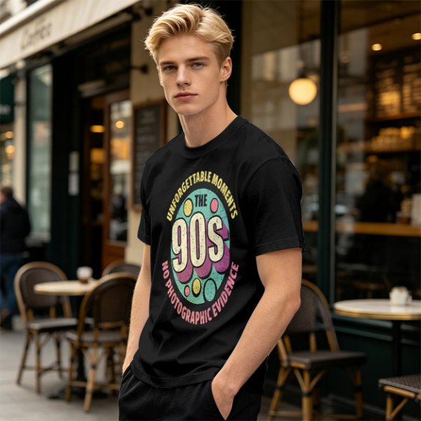 Olive green graphic t-shirt with 90s nostalgic print