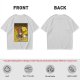 Olive T-shirt with Cartoon Bear Costume Figure in Flames Art