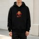 Black Hoodie With Cartoon Boxing Chocolate Chip Cookie Graphic