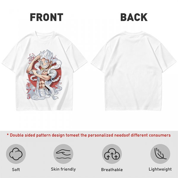 One Piece Gear 5 Luffy Graphic Print Olive T-Shirt