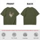 Olive Green T-Shirt With Vintage Rooster Graphic Print