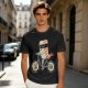 Olive T-Shirt With Sushi Ninja Riding Bicycle Print