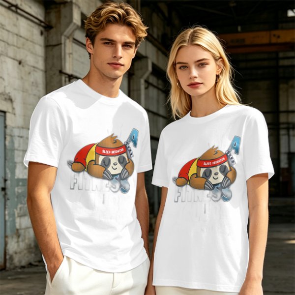 Olive green t-shirt with sleeping sloth graphic design