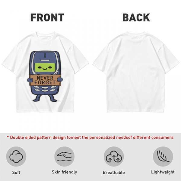 Olive T-Shirt Featuring a Retro Mobile Phone Holding a Never Forget Sign